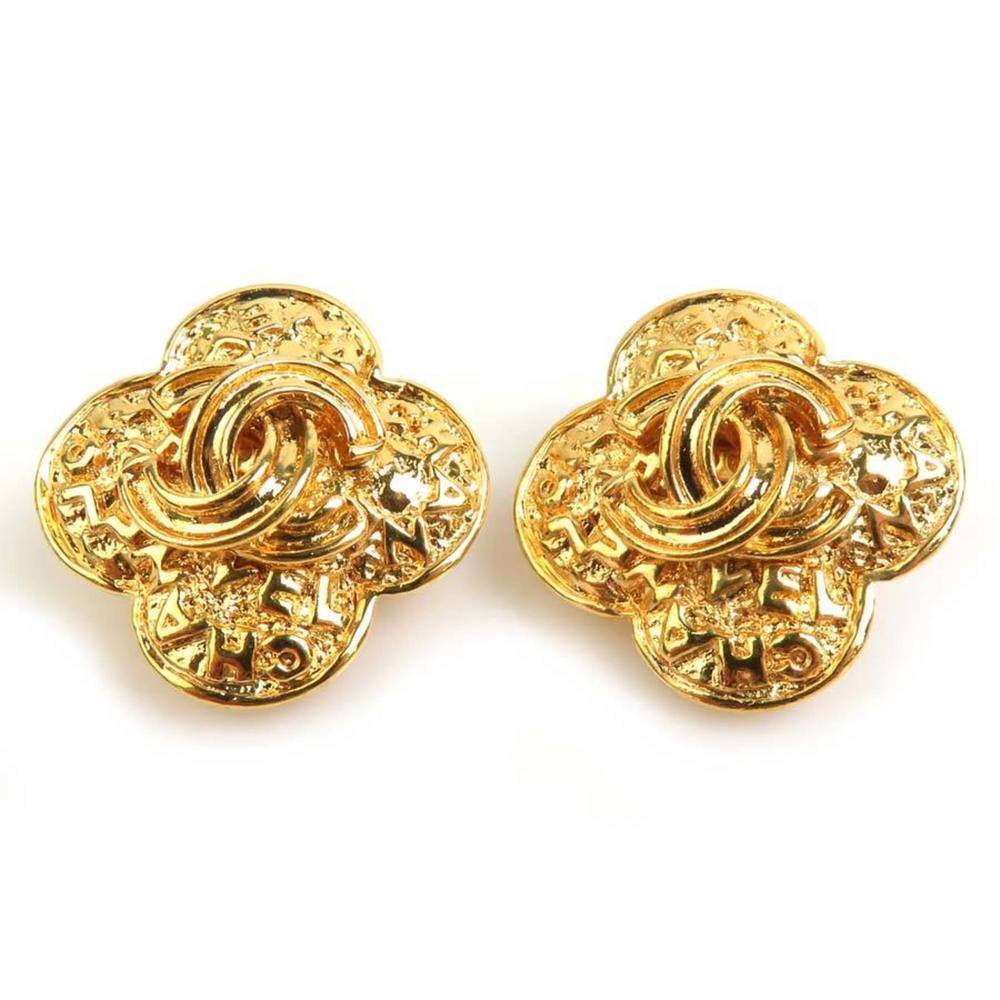 CHANEL Gold Logo Earrings